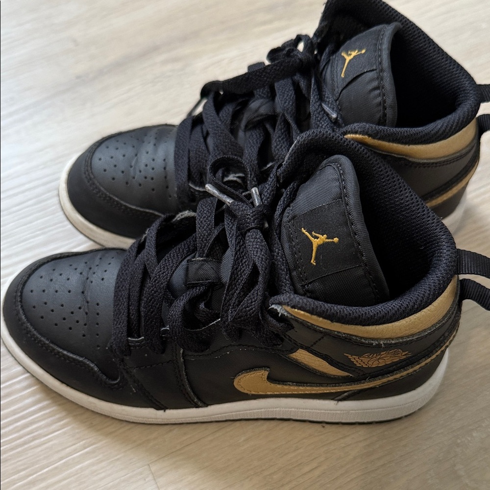 Kids Black and Gold Sneakers